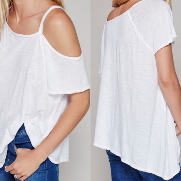 Free People White Asymmetrical Tee - Picture 3 of 6